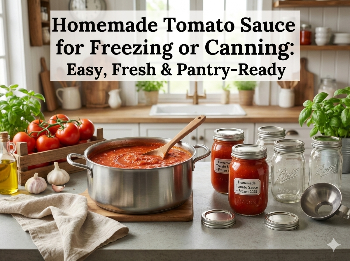 Homemade Tomato Sauce for Freezing or Canning: Easy, Fresh & Pantry-Ready