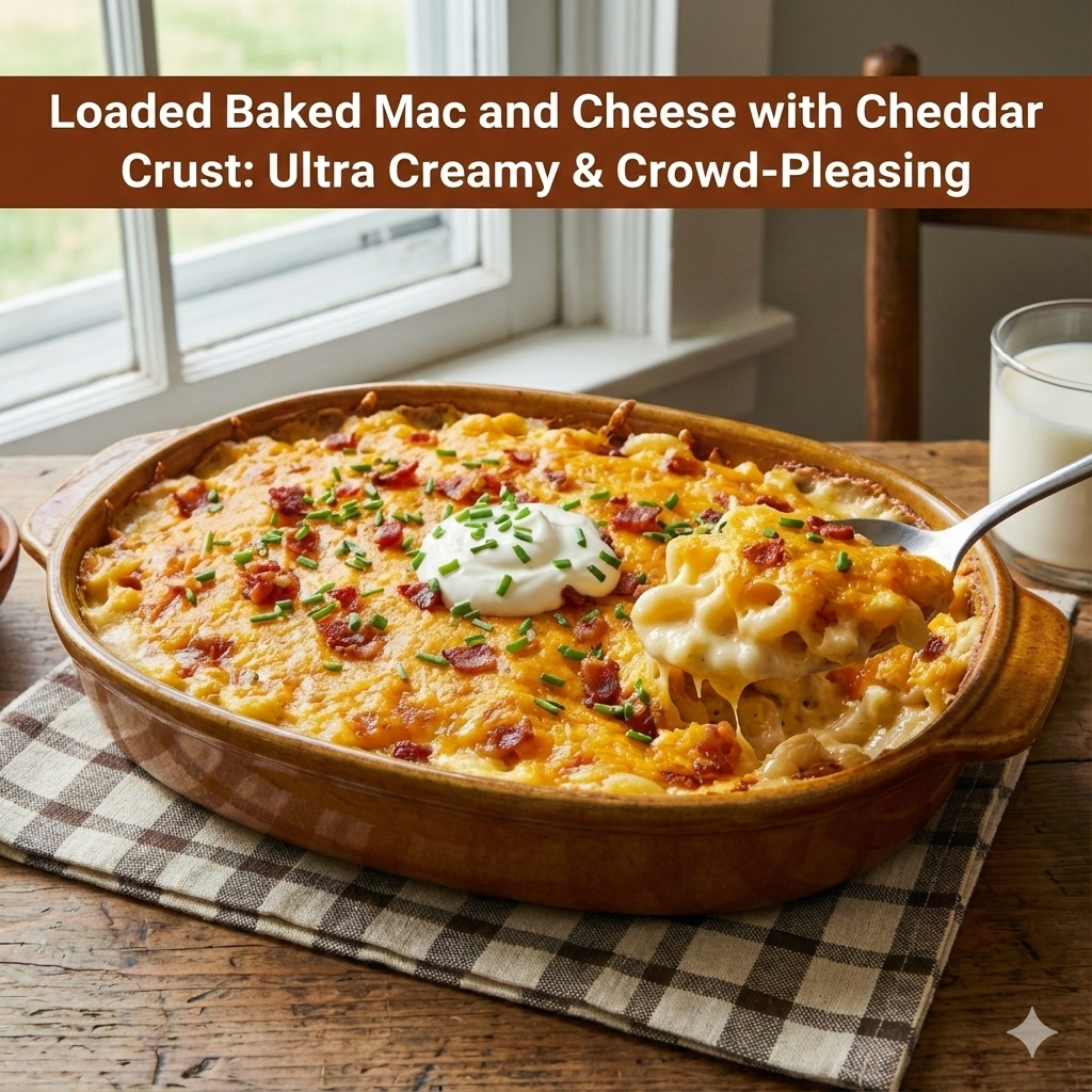 Loaded Baked Mac and Cheese with Cheddar Crust: Ultra Creamy & Crowd-Pleasing