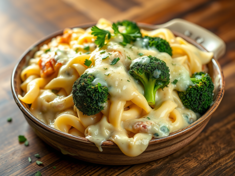 Chicken Alfredo Pasta Bake with Broccoli: Creamy, Cheesy & Family-Friendly