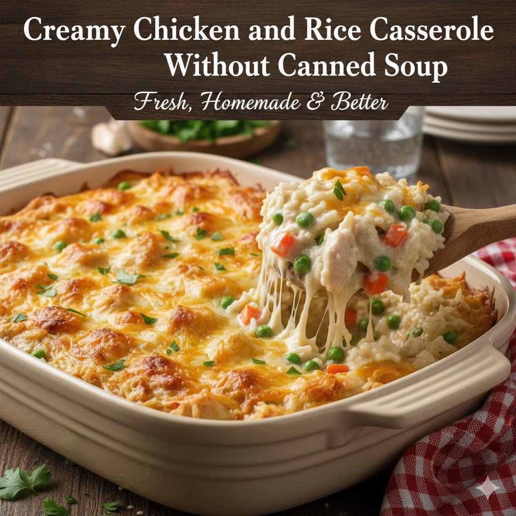 Creamy Chicken and Rice Casserole Without Canned Soup: Fresh, Homemade & Better