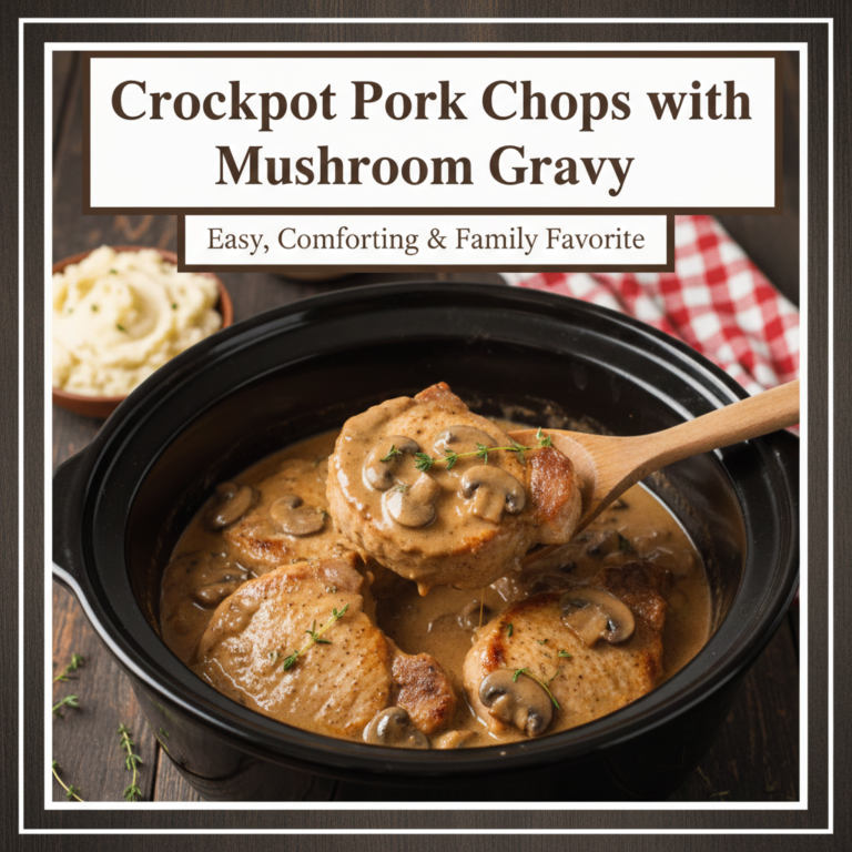 Crockpot Pork Chops with Mushroom Gravy
