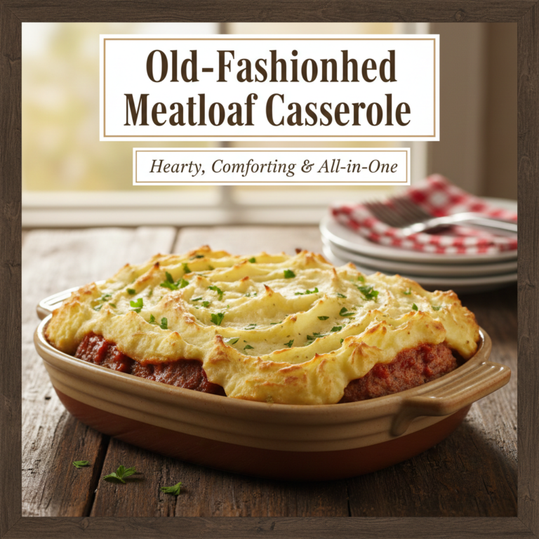 Old-Fashioned Meatloaf Casserole with Mashed Potatoes